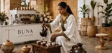 Traditional coffee ceremony beside the BUNA bar